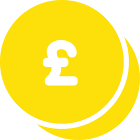 White pound sign on a yellow background.
