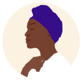 Person's side profile, with their eyes closed and hand resting on their chest.