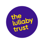The Lullaby Trust's logo. It is a purple circle with curling text all in lowercase 'the lullaby trust'.