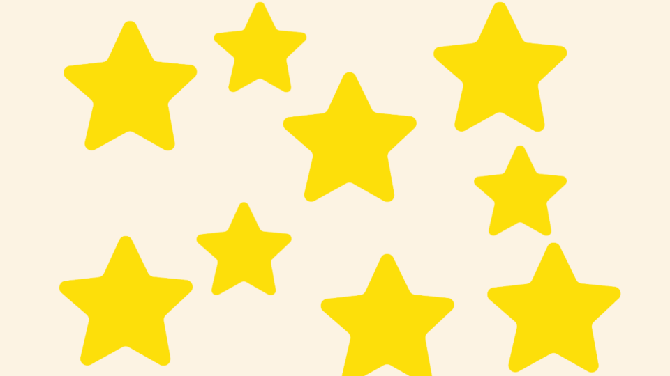 Yellow stars of varying sizes.