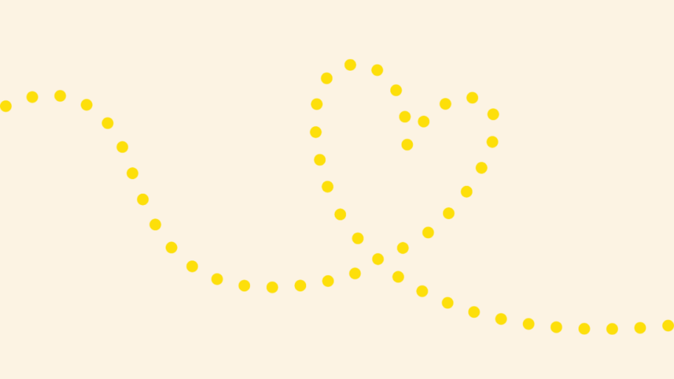 Yellow dots in the shape of a heart.