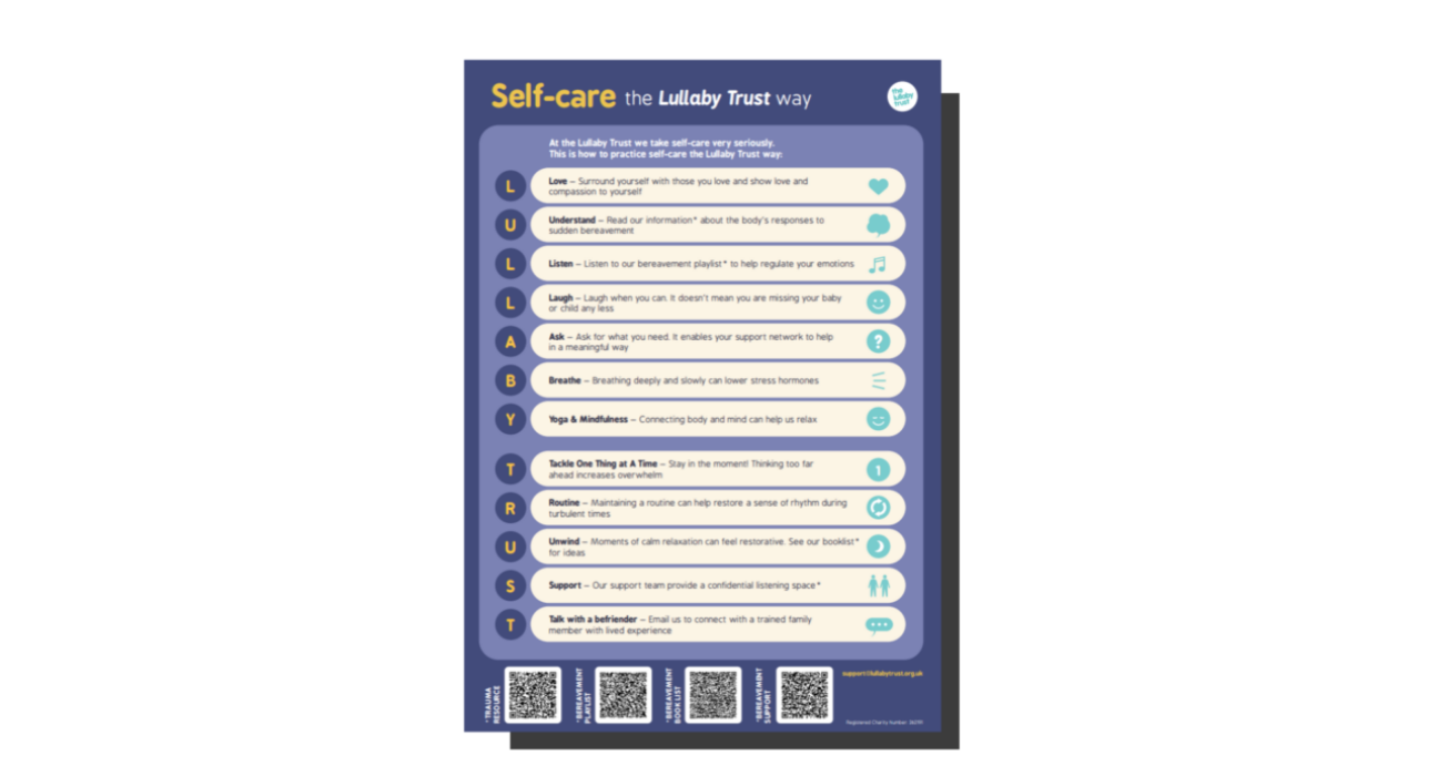 Baby Loss Awareness Week self-care poster