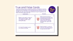 Safer sleep true and false cards first page.