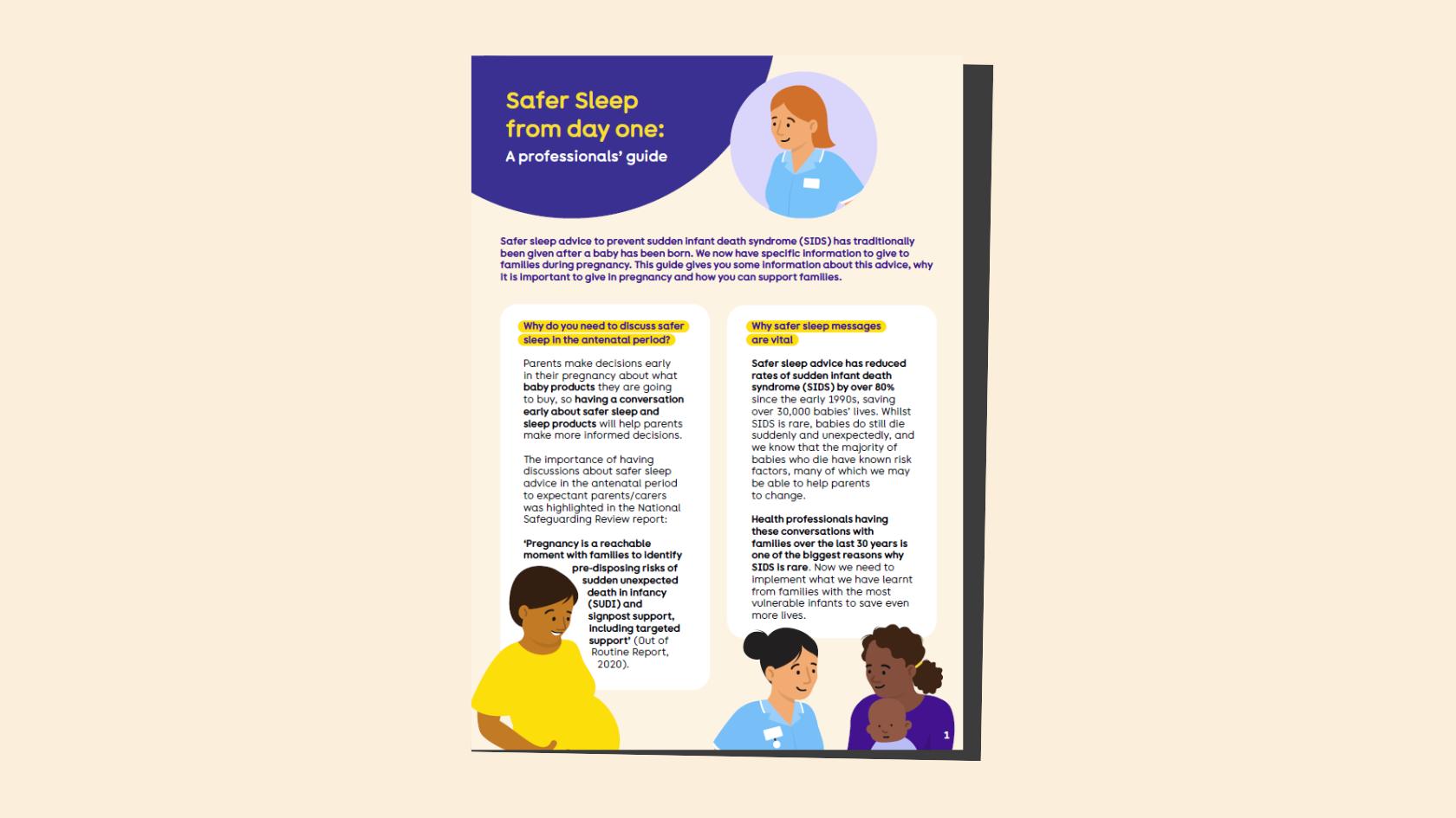Front cover of the safer sleep from day one guide for professionals.
