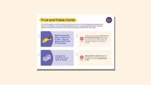 Screenshot of the first page of the True false cards resource