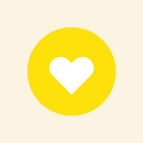 Heart in a yellow circle.