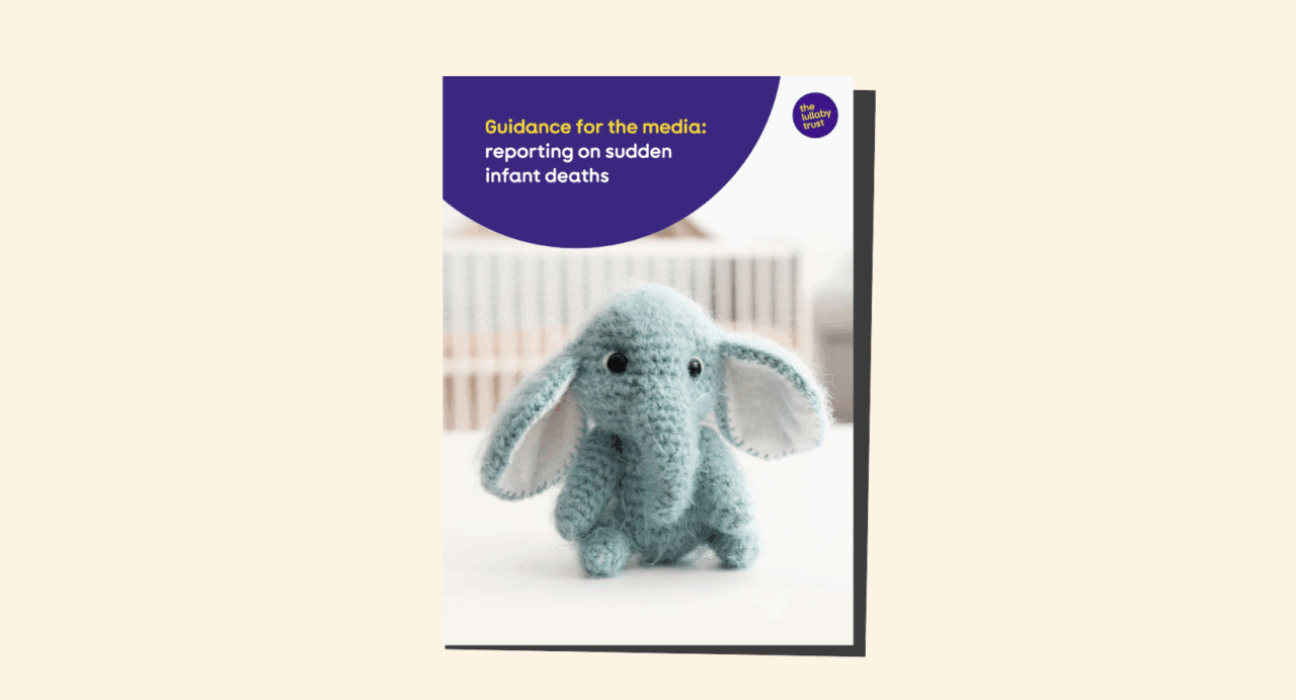 Front cover of the media guidance. A crochet toy elephant.