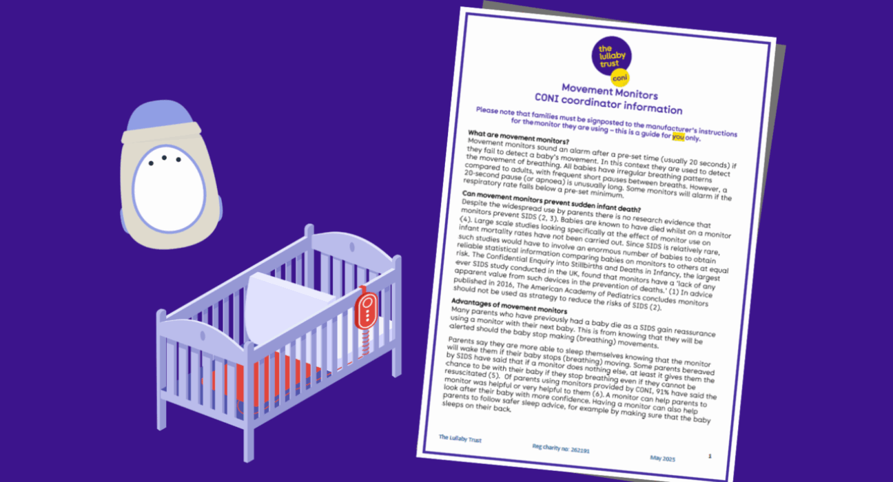 A screencapture of the monitors guide for CONI coordinators with illustrations of an under-mattress movement monitor, and a clip-on monitor