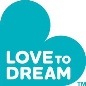 teal heart with the text love to dream tm inside