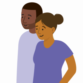 Illustration of a couple standing side on