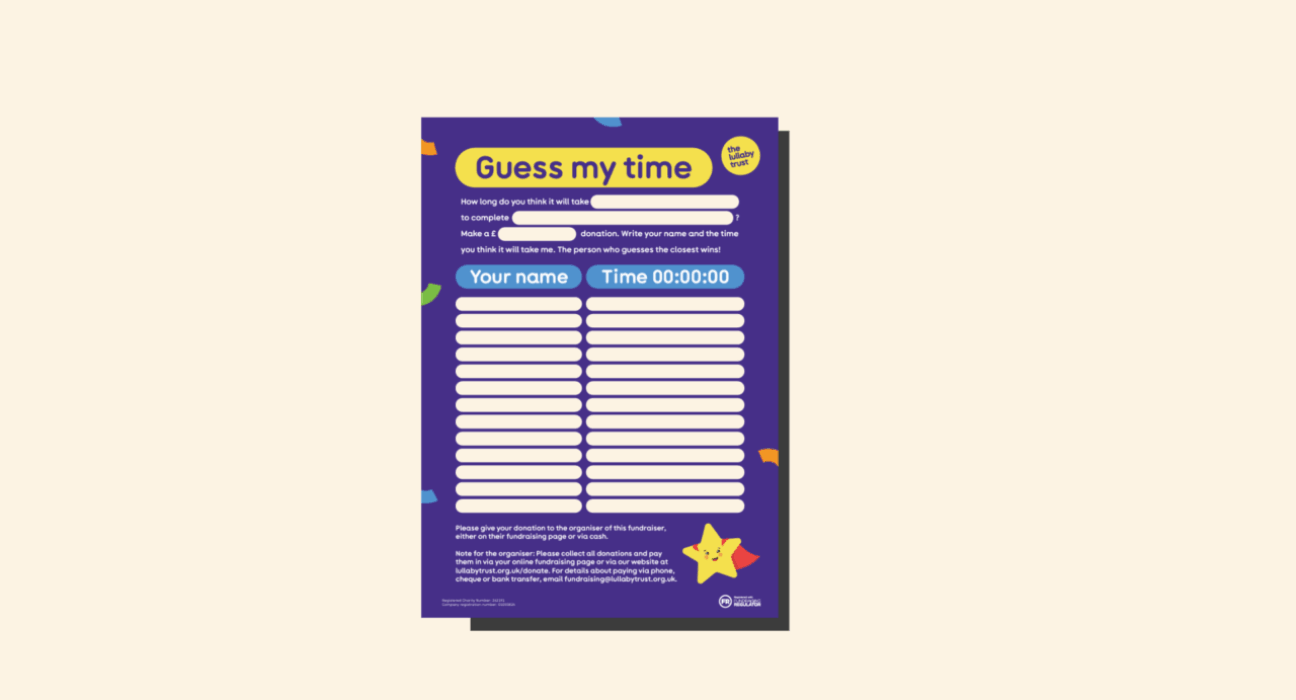 Resource for supporters to guess fundraiser's time in a event or race