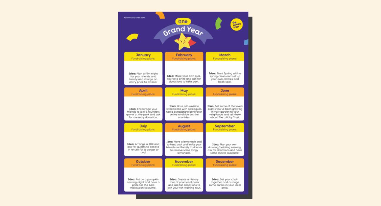 Calendar of suggested fundraising ideas for each month of the year