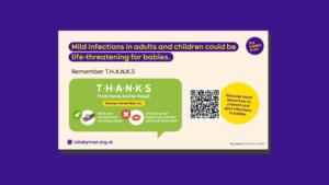 Digital screen design explaining infection prevention in babies