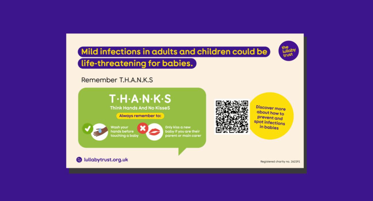 Digital screen design explaining infection prevention in babies