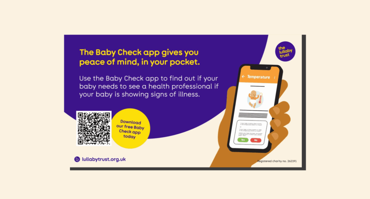 Digital screen design showing the baby check app