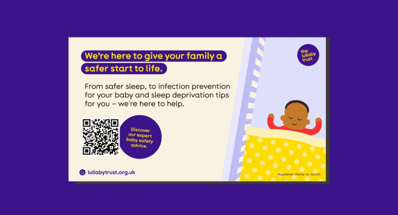 Digital screen design explaining safer sleep