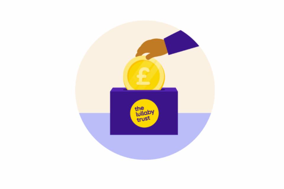 Donation box with someone putting coins in