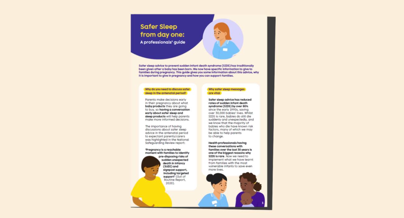Front cover of the safer sleep from day one guide for professionals.
