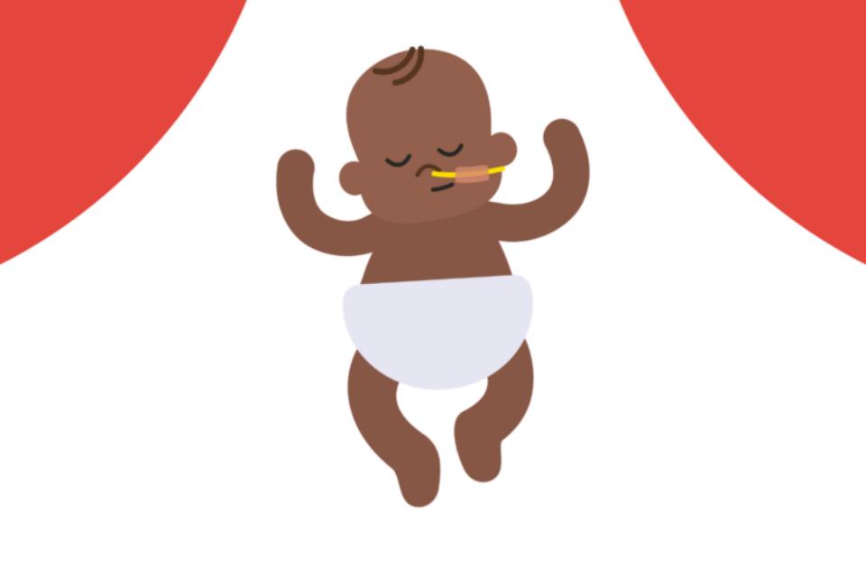 Illustration of a baby sleeping in a nappy.