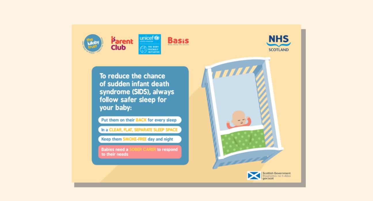 Safer sleep for babies quick reference card Scotland.
