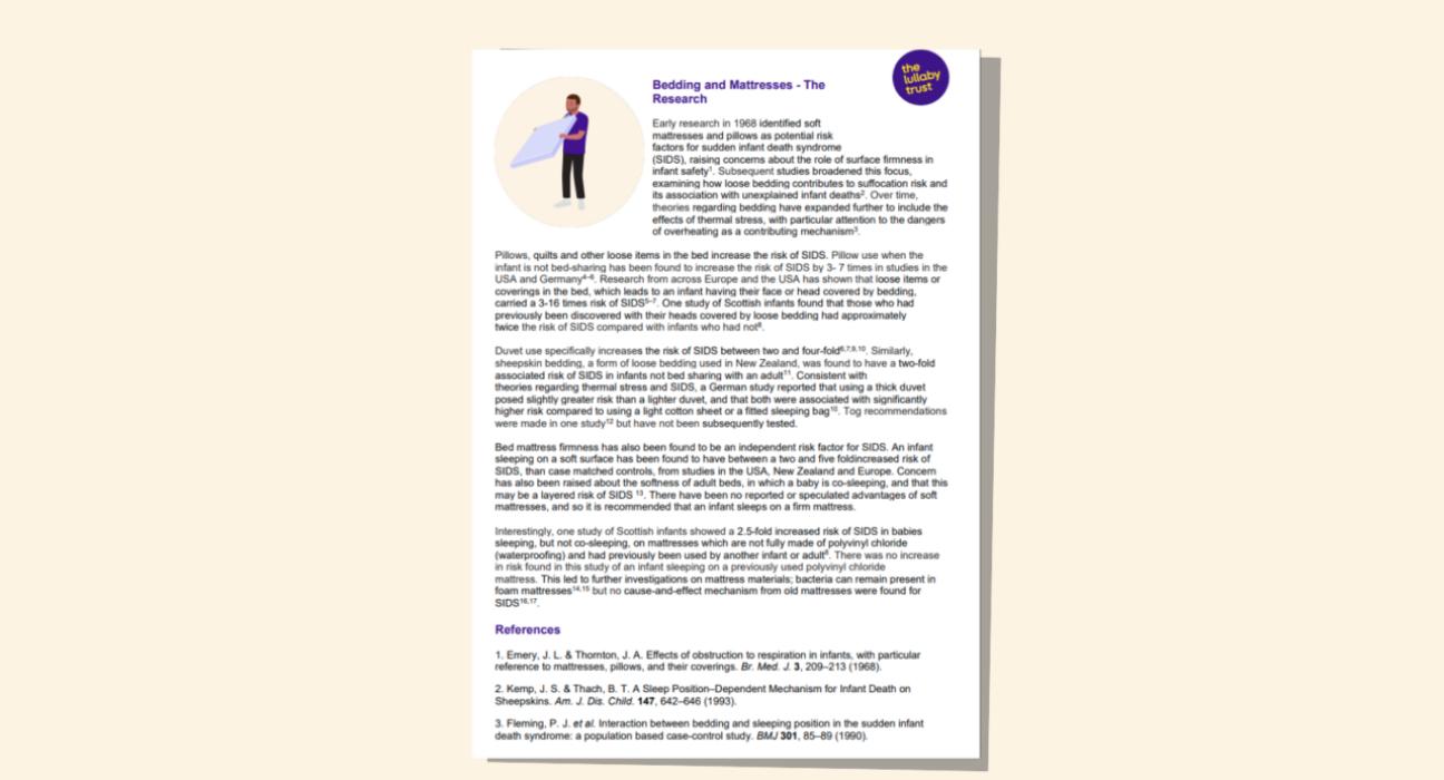 Screenshot of evidence base document about bedding and mattresses.