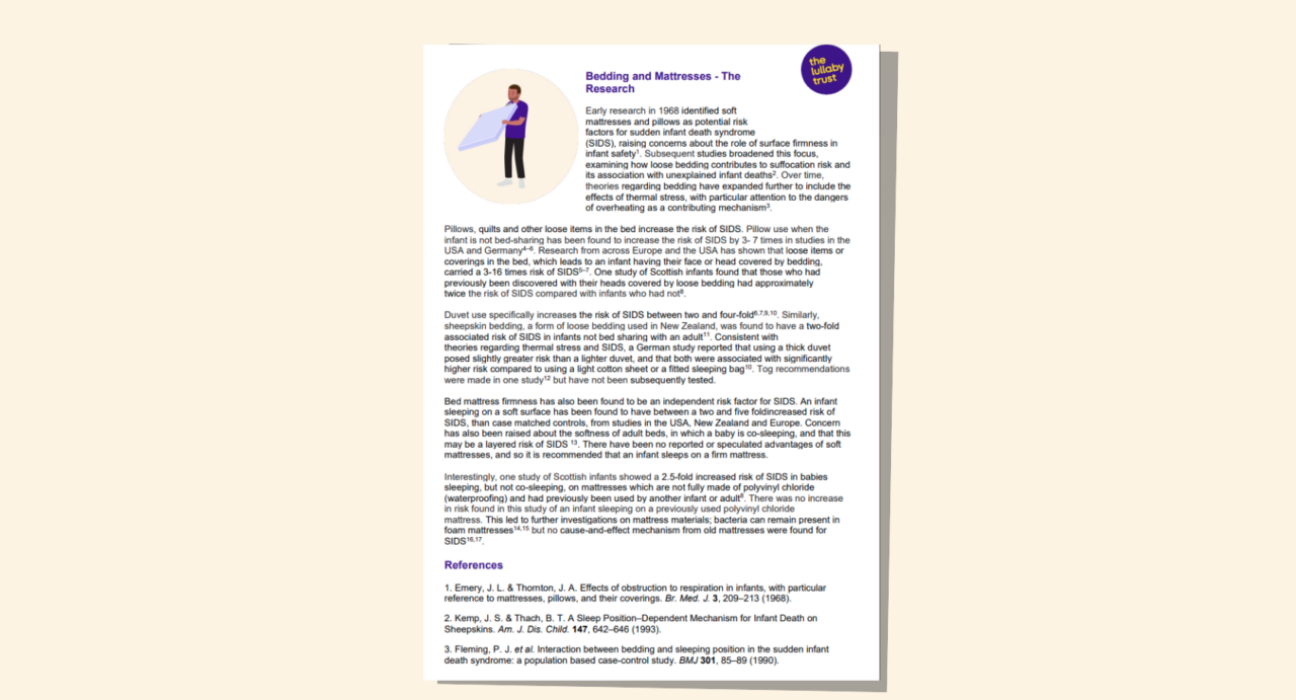 Screenshot of evidence base document about bedding and mattresses.