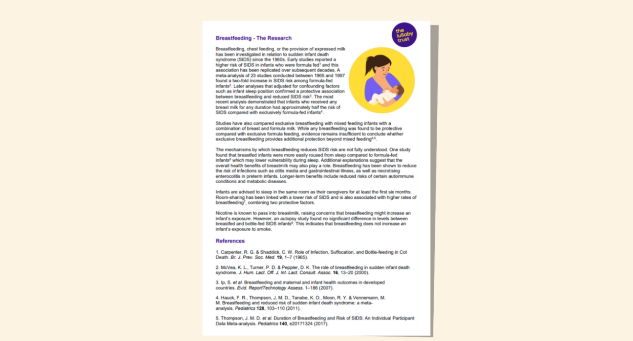 Screenshot of evidence base document about breastfeeding.