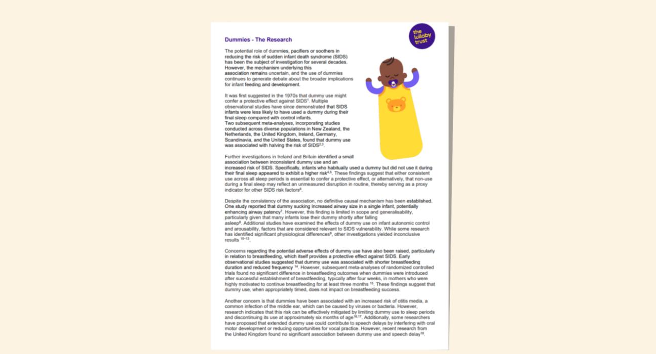 Screenshot of evidence base document about dummies.