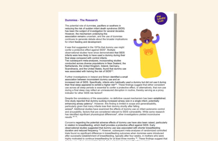 Screenshot of evidence base document about dummies.