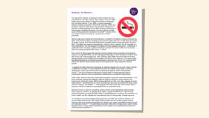 Screenshot of evidence base document about smoking.