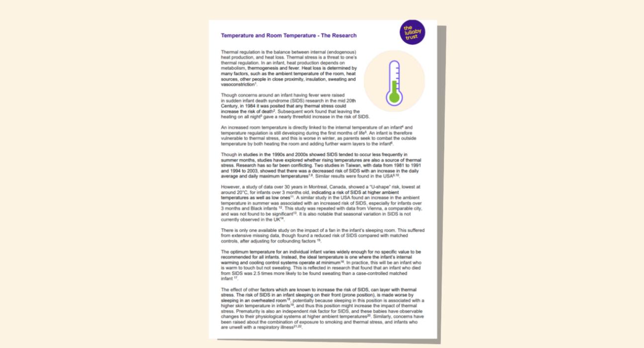Screenshot of evidence base document about temperature and room temperature.