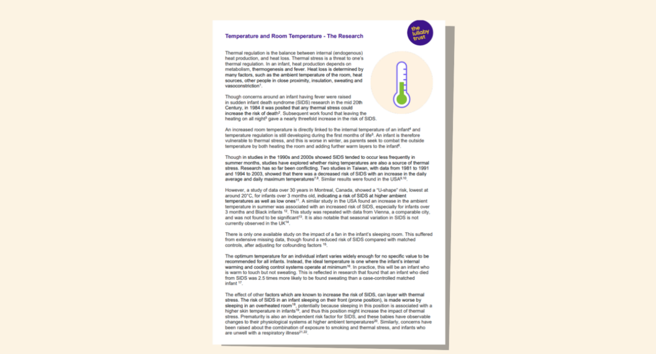 Screenshot of evidence base document about temperature and room temperature.