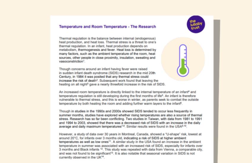 Screenshot of evidence base document about temperature and room temperature.