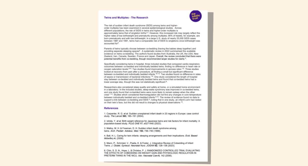 Screenshot of evidence base document about twins and multiples.