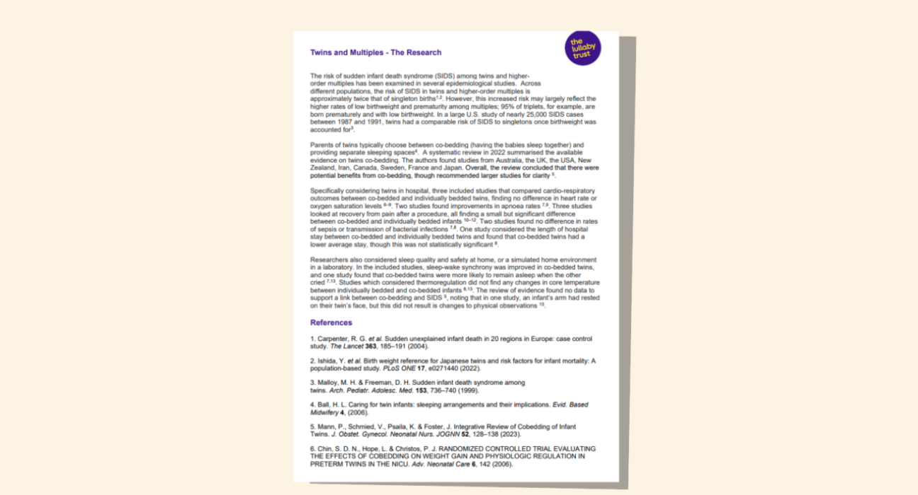Screenshot of evidence base document about twins and multiples.