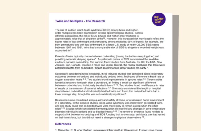 Screenshot of evidence base document about twins and multiples.