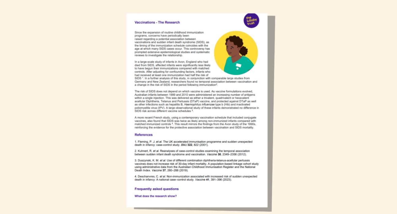 Screenshot of evidence base document about vaccinations.