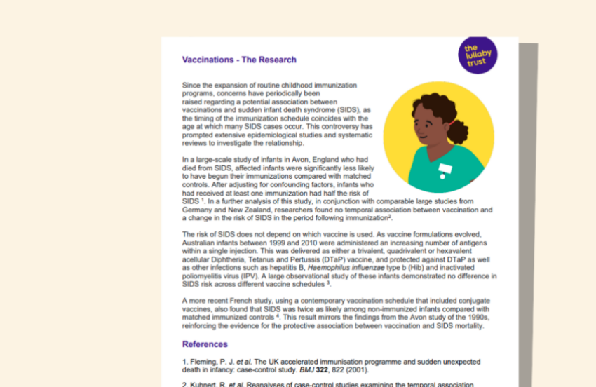 Screenshot of evidence base document about vaccinations.