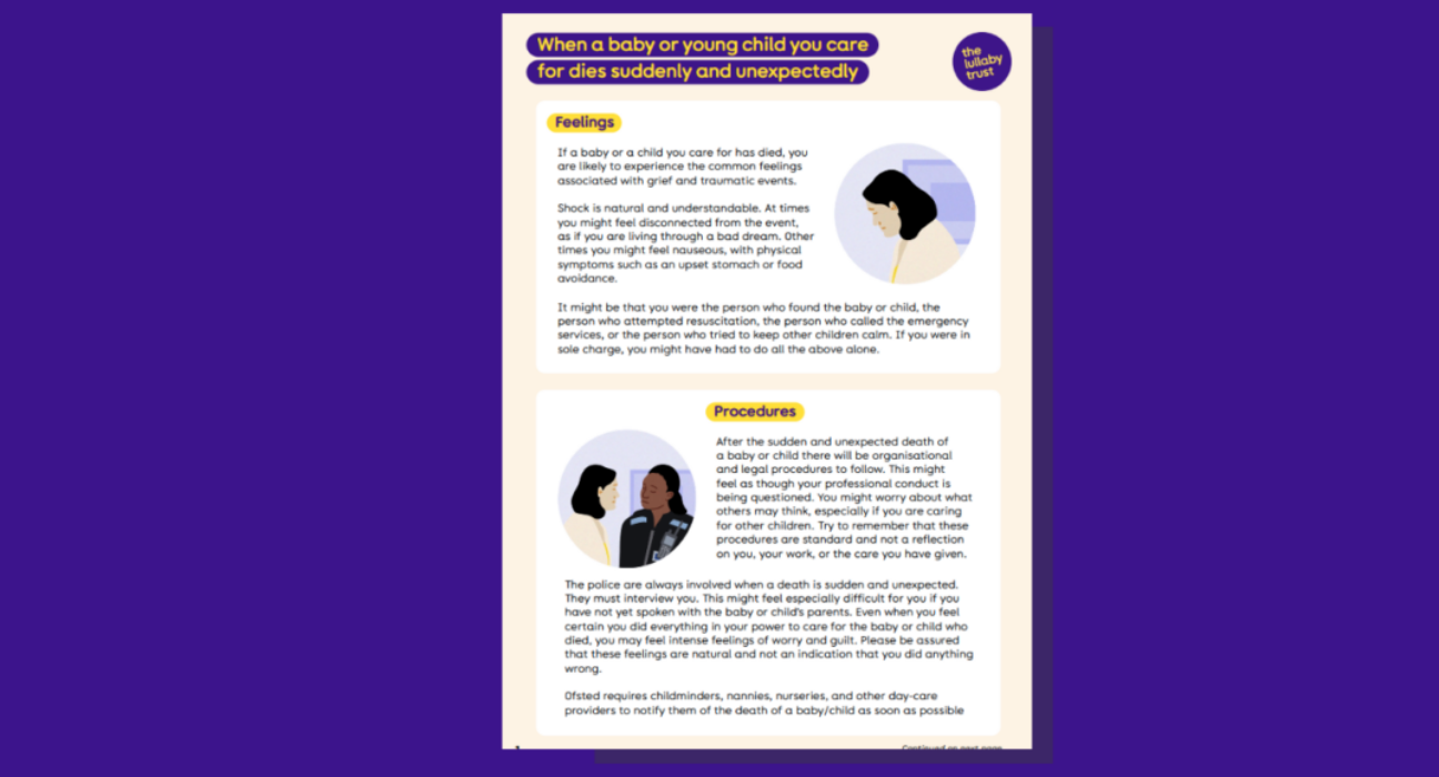 When someone else's baby dies in your care. Screenshot of page one of the guide.