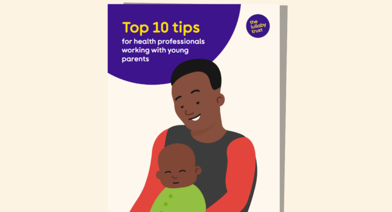 Screenshot of front cover of guide called Top ten tips for health pros working with young parents