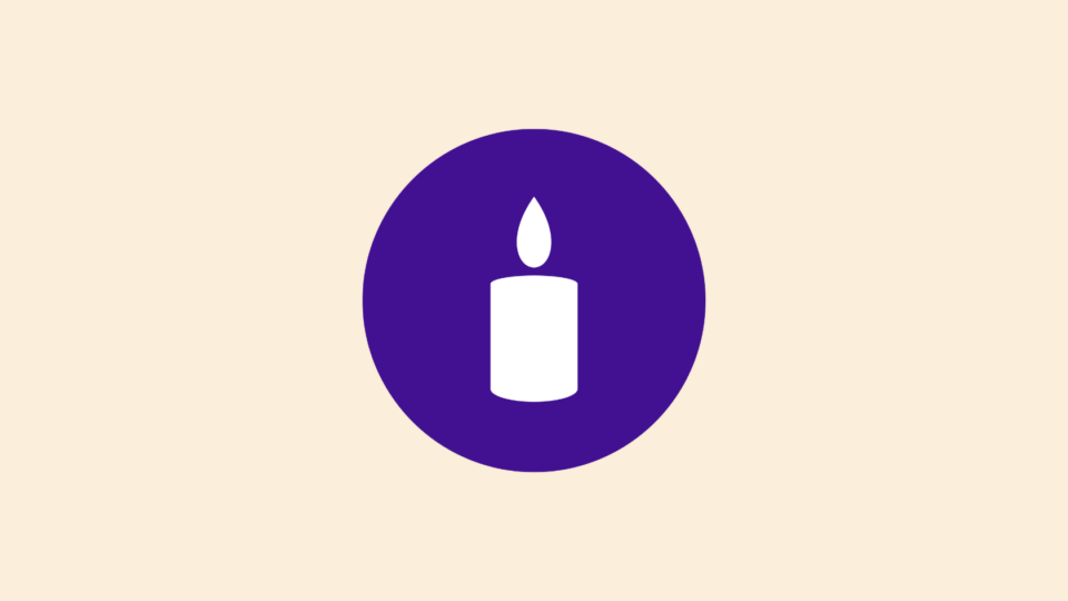 Graphic of a candle in a purple circle
