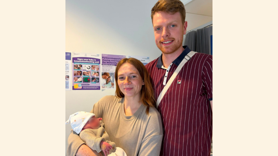 Paige, Alex and Oakley in hospital from when Oakley was born.