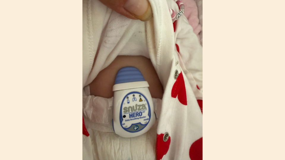 Zoey's Snuza monitor on her baby