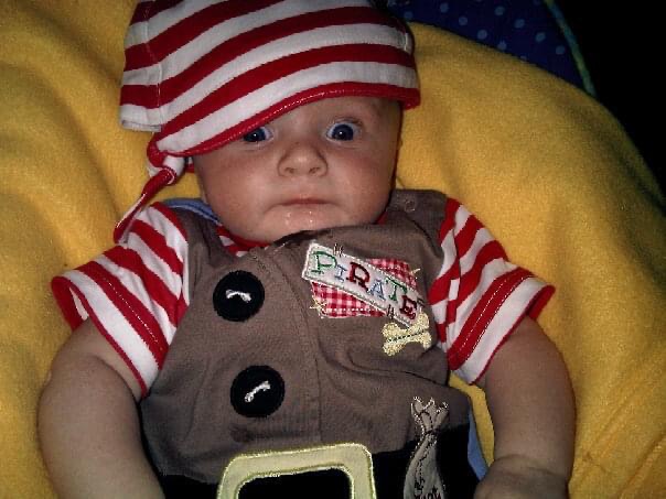 Baby Liam - pirate costume - Samatha's bereavement story