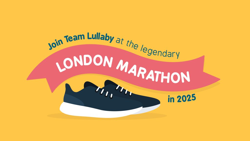Banner to promote London Marathon for The Lullaby Trust
