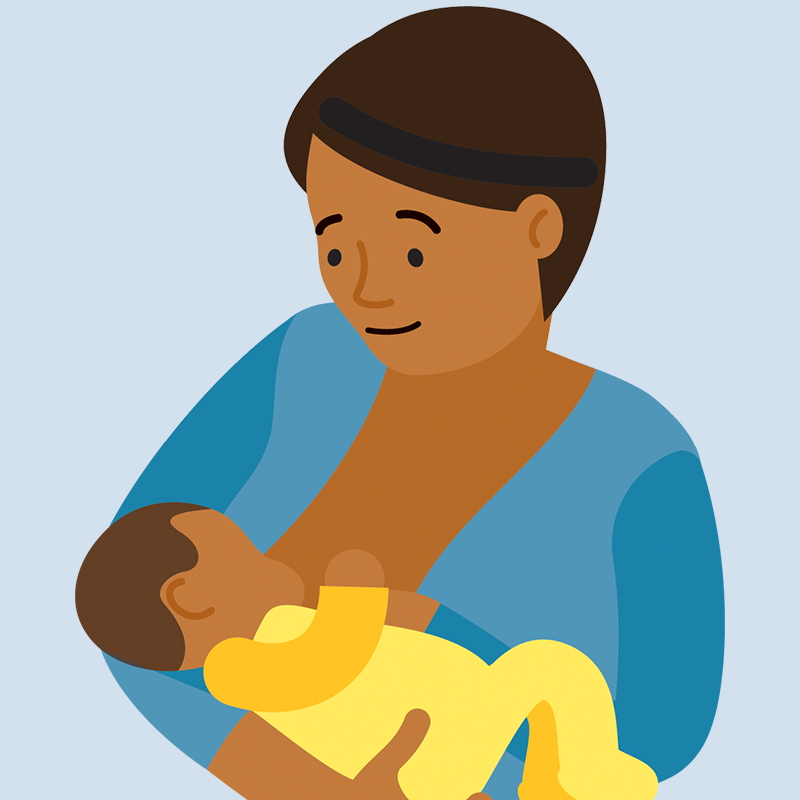 A woman breastfeeding her baby